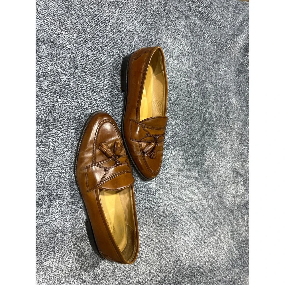 Johnston & Murphy Cellini MensTan Leather Tassel Loafers Made in Italy Size 11.5